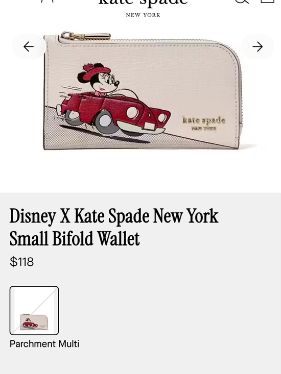 kate spade Handbags - Kate Spade x Disney Minnie Car Parchment Small Bifold Wallet